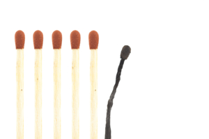 A group of matches with the last stick appearing burned out and wilted. Learn more about anxiety therapy in Atlanta, GA and how an anxiety therapist in Atlanta, GA can offer support with addressing health anxiety in Atlanta, GA. 